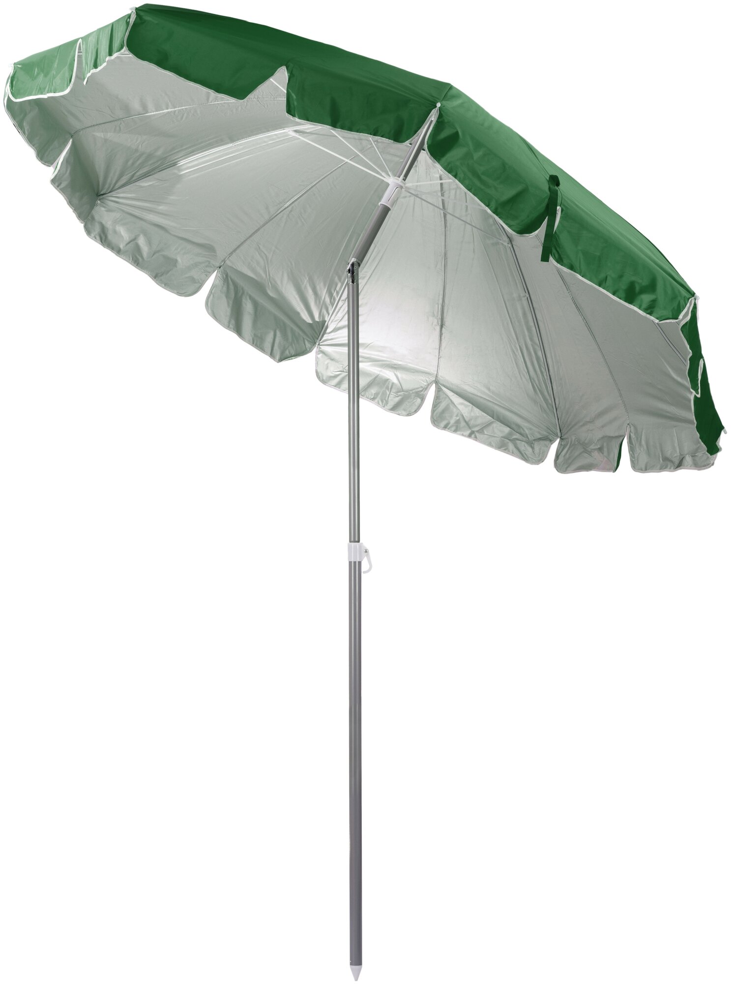Пляжный зонт, 2,35 м, с клапаном, с наклоном (зеленый), в чехле - фотография № 2