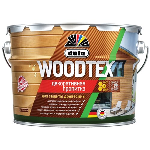 пропитка декоративная для защиты древесины алкидная dufa woodtex сосна 3 л Dufa пропитка WOODTEX, 10 кг, 10 л, орегон