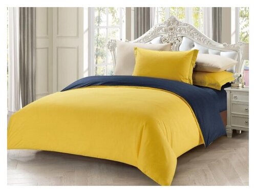 Комплект постельного белья Tango Life Style 1014, евростандарт, сатин, желтый/синий