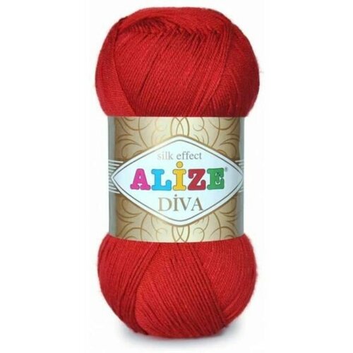 Пряжа Alize Diva красный(106), 100%микрофибра, 350м, 100г, 3шт