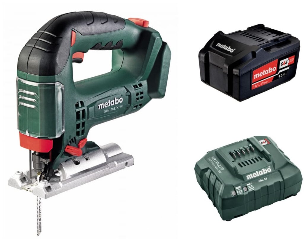 Лобзик аккумуляторный Metabo STAB 18LTX100 1х4,0 Ач+ЗУ ASC55 коробка - фотография № 1