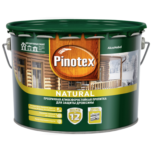 Биоцидная пропитка Pinotex Natural Натуральный древесно-жёлтый 9 л