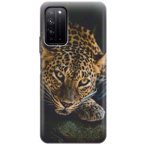 фото Cиликоновый чехол на honor x10 / хонор х10 с принтом "загадочный леопард" gosso