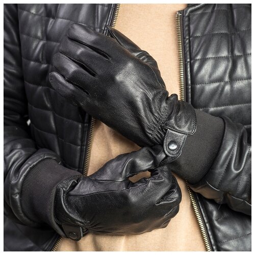 фото Перчатки муж, р-р11, 25*1*11см, кнопка, подклад флис, черный 1906200 сима-ленд