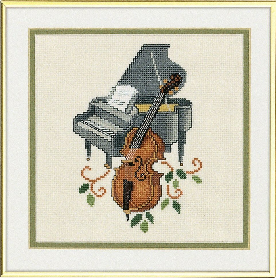 Пианино и контрабас #14-084 Eva Rosenstand Набор для вышивания 25 x 25 см Счетный крест