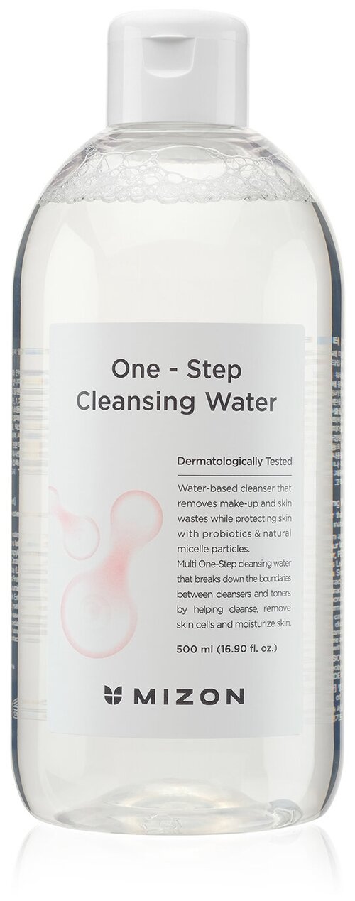 Mizon мицеллярная вода с пробиотиками One-Step Cleansing Water, 500 мл, 556 г