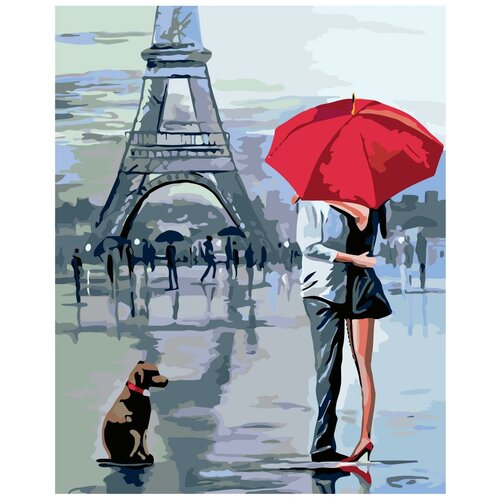 Под красным зонтом Раскраска картина по номерам на холсте картина по номерам под красным зонтом 40x60 см