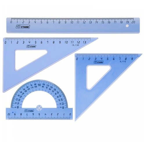 фото Стамм набор чертежный средний 4 предмета (нг03) прозрачный/синий