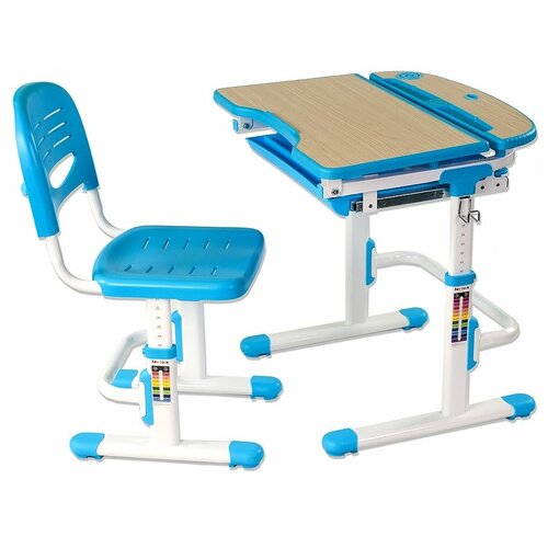 Комплект FUNDESK растущая детская парта и стул Sorriso 70.5x54.5 см blue