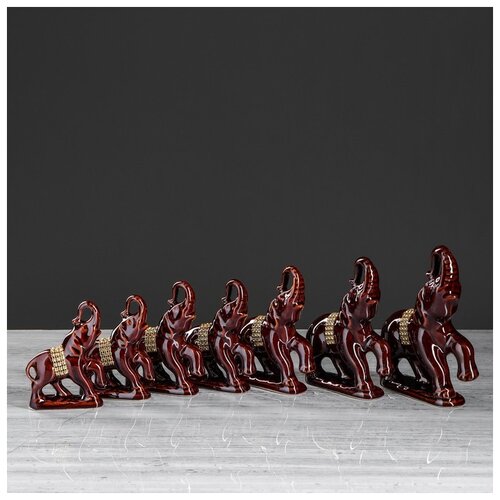 фото Набор статуэток "слоны", коричневый, 7 предметов 1547218 керамика ручной работы