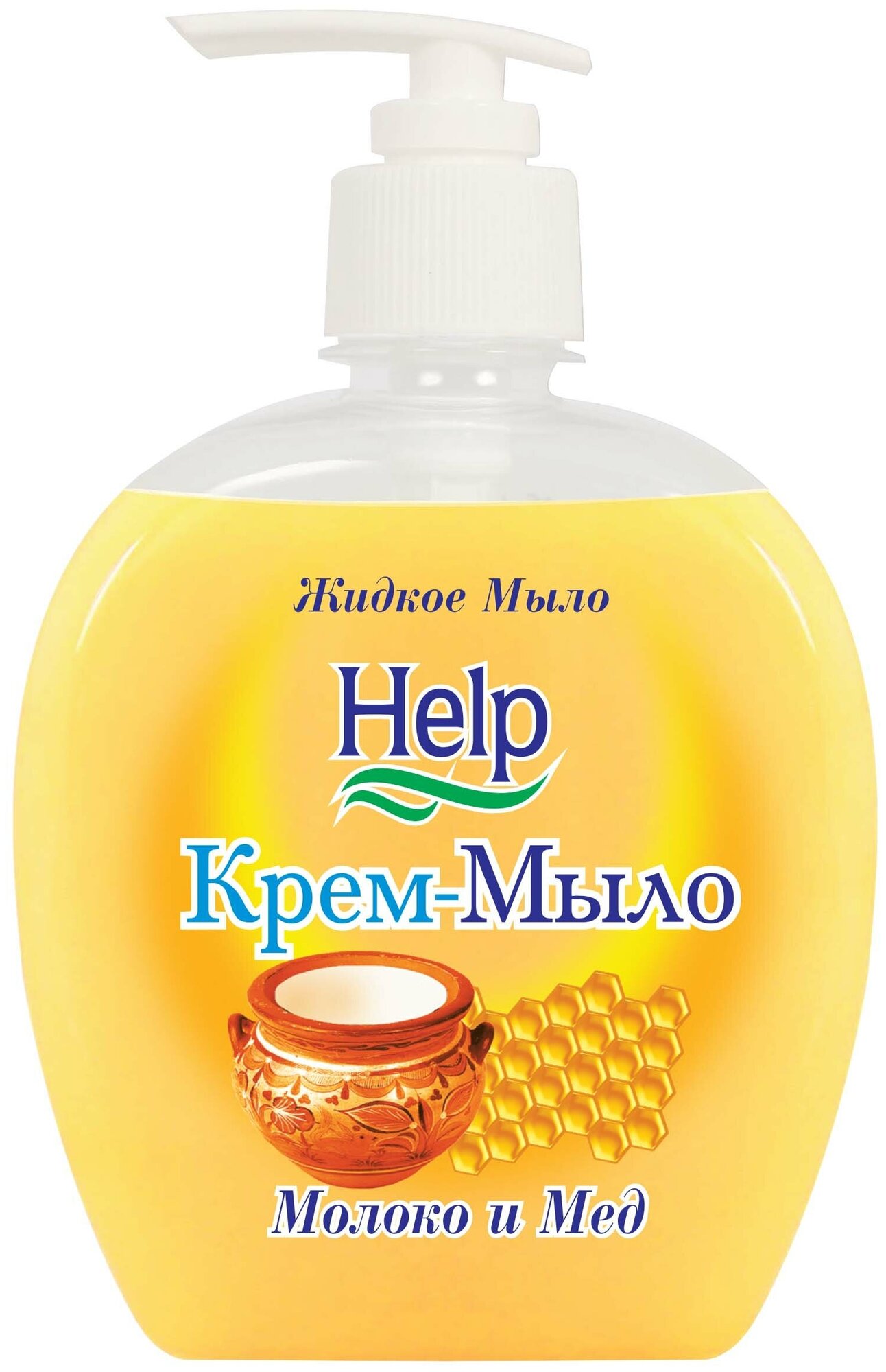 Мыло жидкое Help Молоко и мед 300мл, флакон с дозатором флип-топ, 1шт.