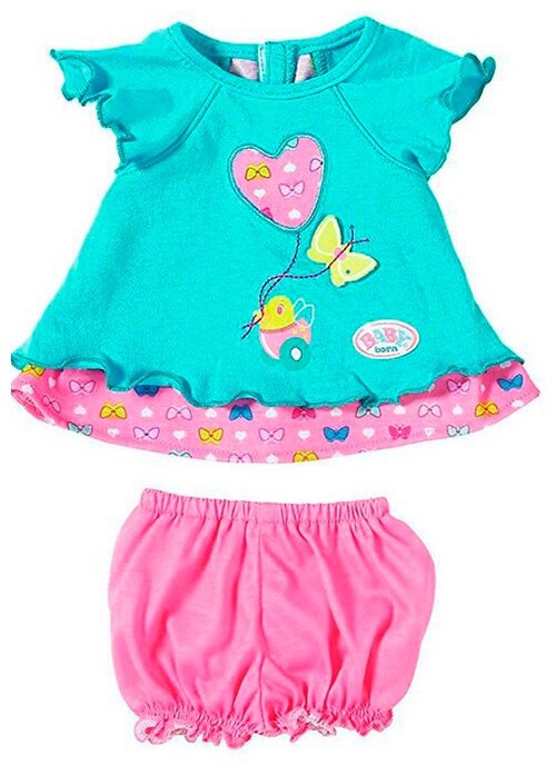 Zapf Creation Туника с шортиками для куклы Baby Born 823552 голубой/розовый