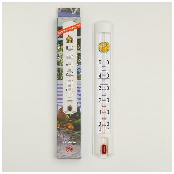Термометр комнатный, от 0°С до +50°С, упаковка картон, микс