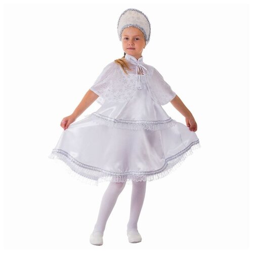 фото Карнавальный костюм "снежинка", сарафан 2-ярусный, пелерина, кокошник, р-р 64, рост 128 см страна карнавалия