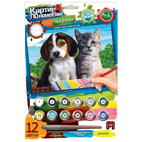 Danko Toys Картина по номерам Лучшие друзья KN-03-10)29.7x21см