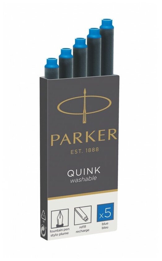 Картридж для перьевой ручки PARKER Quink Z11 Washable (5 шт.) синий