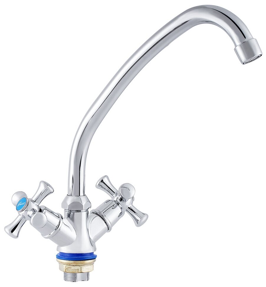 Смеситель для кухни Fauzt FZ 223-A07, двухвентильный, хром