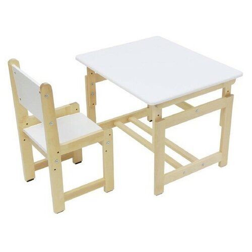 фото Комплект для работы стоя polini стол+стул eco 400 sm 68x55 см белый/натуральный