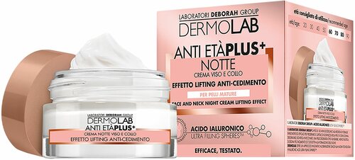 Крем ночной для лица и шеи лифтинг эффект, Dermolab, Anti Eta Plus+ Face And Neck Night Cream Lifting Effect, 50 мл