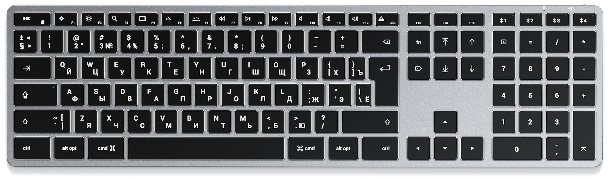 Клавиатура беспроводная Satechi Slim X3 Bluetooth Keyboard Backlit BT Серый космос ST-BTSX3M-RU