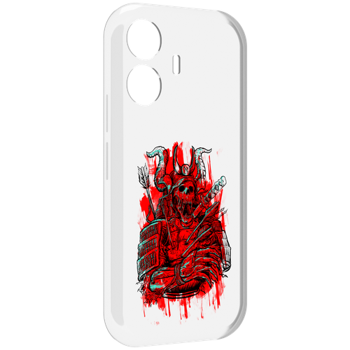 Чехол MyPads красный скелет воин для Vivo Y77E / Vivo iQOO Z6 Lite задняя-панель-накладка-бампер