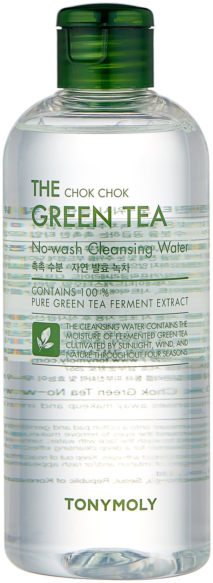 Tony Moly Мицеллярная вода для снятия макияжа с экстрактом зеленого чая The Chok Chok Green Tea No-Wash Cleansing Water, 300 мл