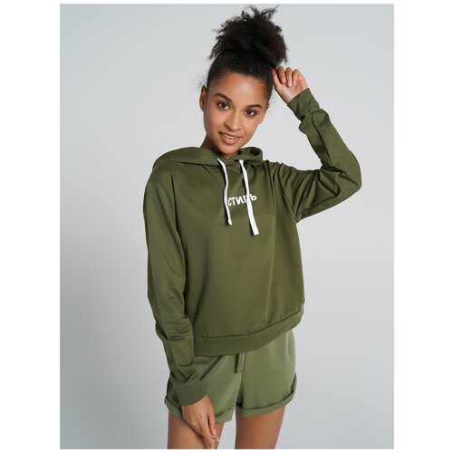 фото Толстовка с капюшоном твое 76323 размер m, хаки, women