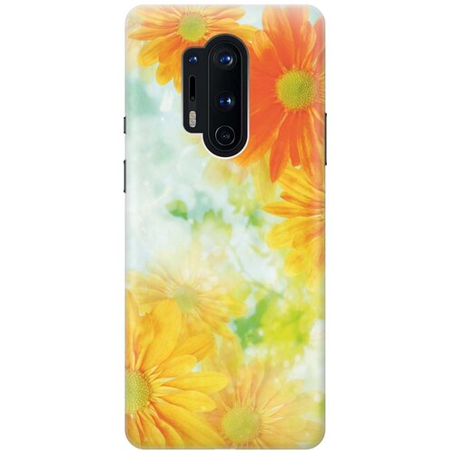 фото Cиликоновый чехол на oneplus 8 pro / ванплюс 8 про с принтом "оранжевые цветы" gosso