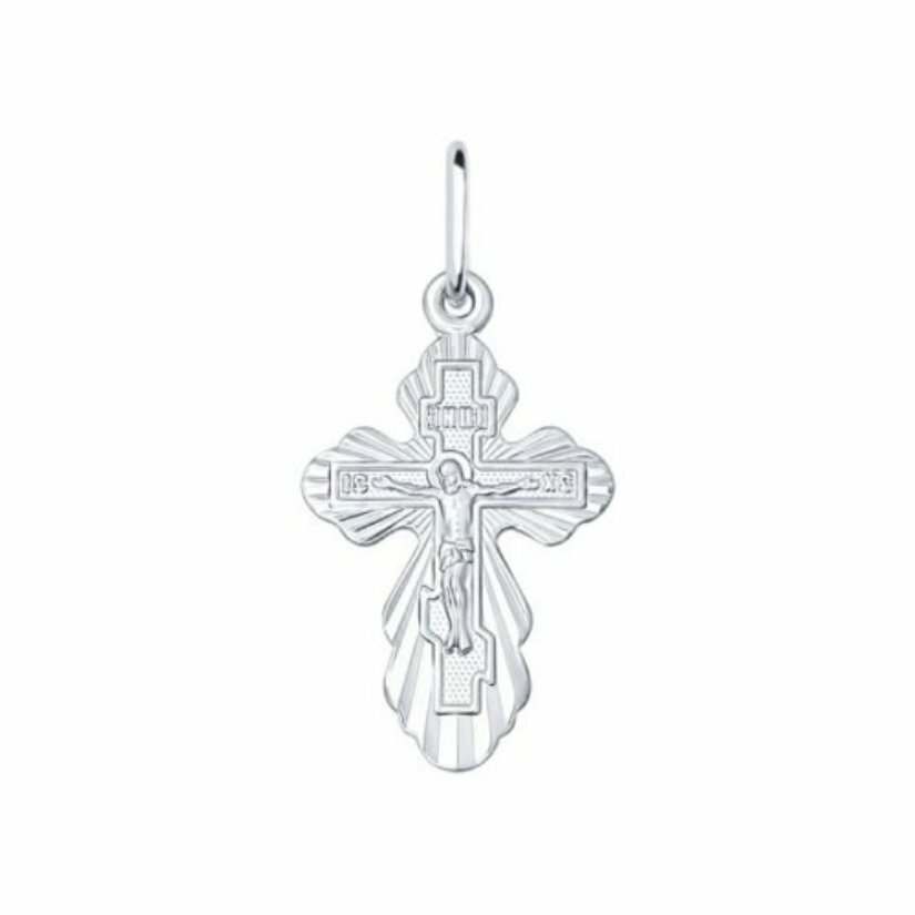 Крестик крест из серебра 94120128, серебро, 925 проба, родирование