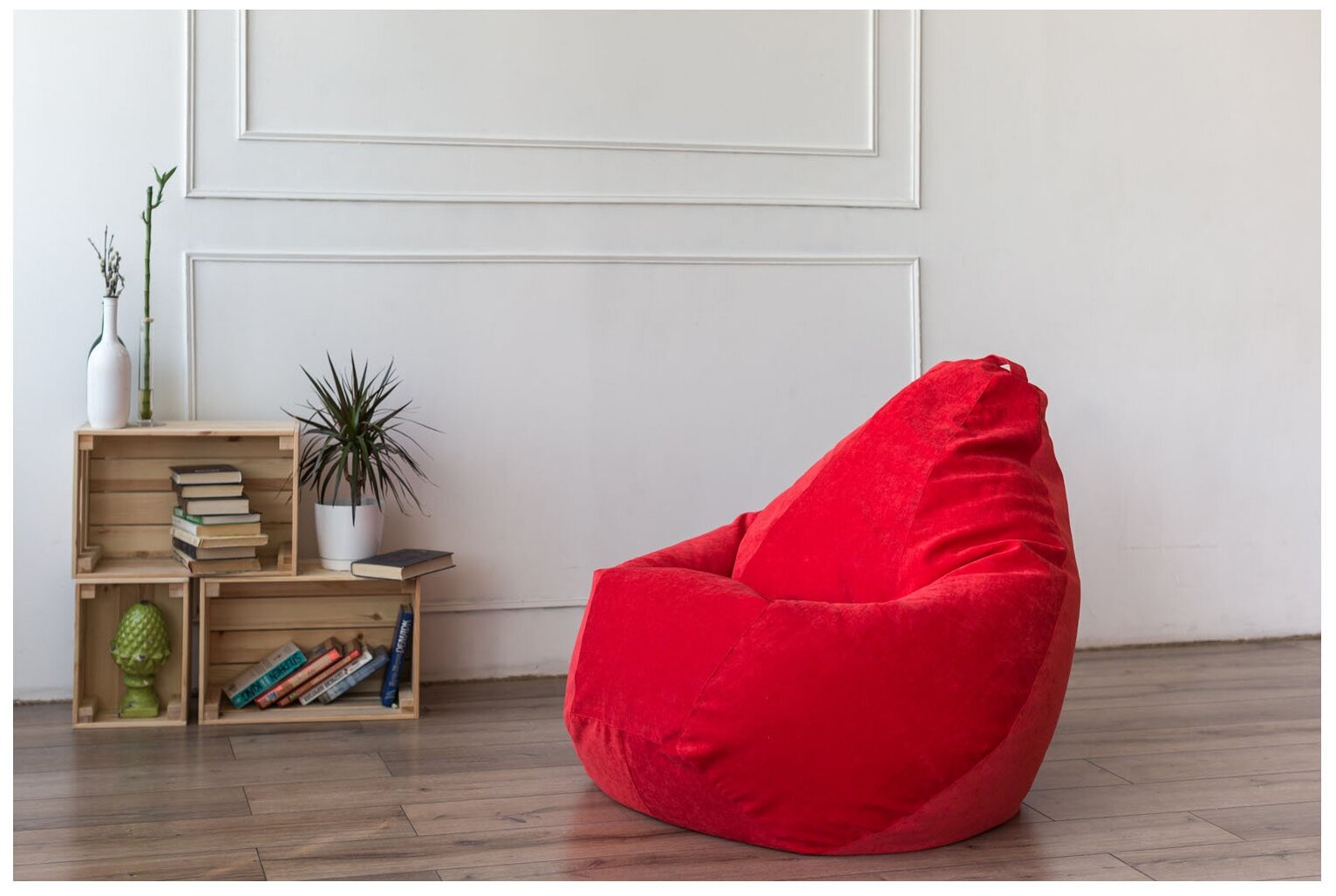 Кресло Мешок Груша Красный Микровельвет (XL, Классический) - фотография № 5