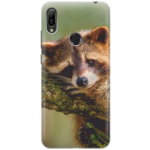 фото Cиликоновый чехол на huawei y6 pro 2019 / хуавей у6 про 2019 с принтом "задумчивый енот" gosso