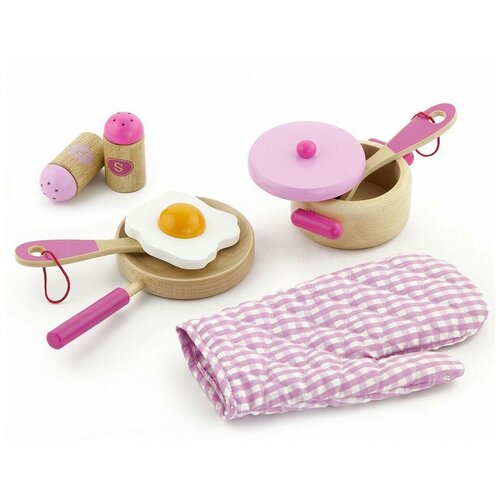 Набор продуктов с посудой Viga Готовим завтрак 50116/50115 разноцветный игровой набор готовим завтрак розовый 9 предметов дерево viga 50116