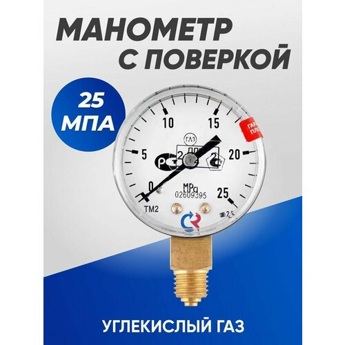 Манометр с поверкой 25,0 МПа углекислый газ