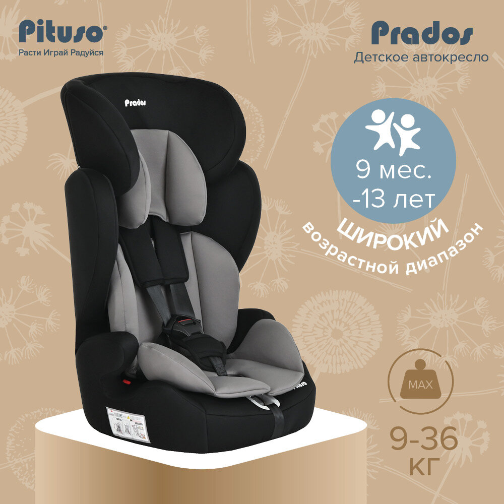 Автокресло ( 9-36 кг) Pituso Prados Grey Black /Серо-черный