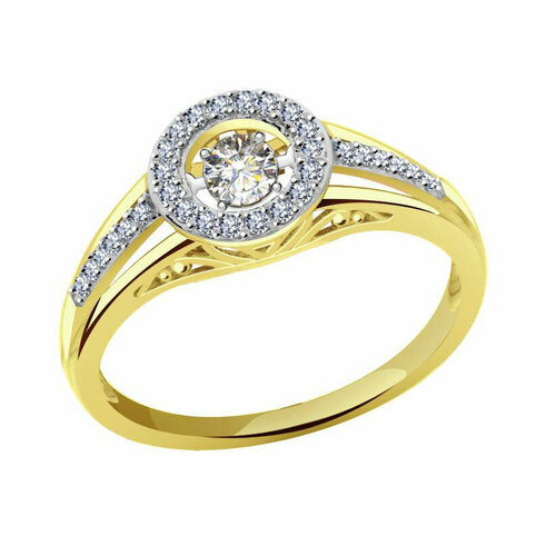 фото Кольцо diamant online, желтое золото, 585 проба, бриллиант, размер 17.5