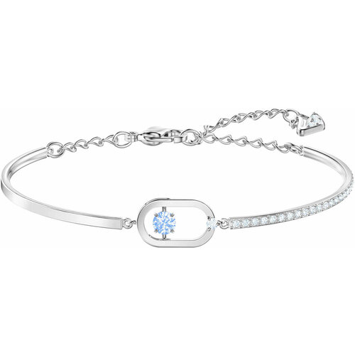 Жесткий браслет SWAROVSKI кристаллы Swarovski размер 16 см серебристыйсиний 5999₽