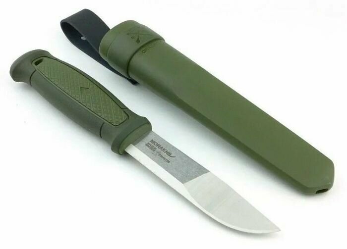 Нож Morakniv Kansbol, нерж. сталь, прорез. ручка, цвет зелёный+ножны