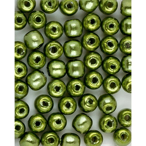 Стеклянные чешские бусины с покрытием под жемчуг, 2 мм, цвет Shiny Green Apple, 100 шт.