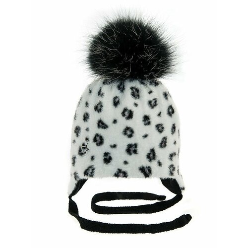 фото Шапка mialt, размер 48-50, белый, черный