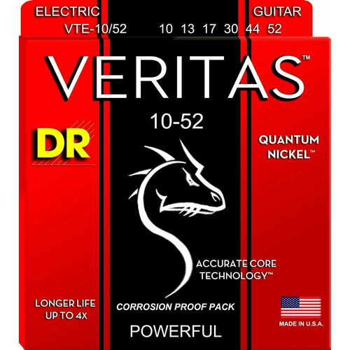 Струны для электрогитары DR VTE-10/52 Veritas Quantum Nickel Round Core 10-52