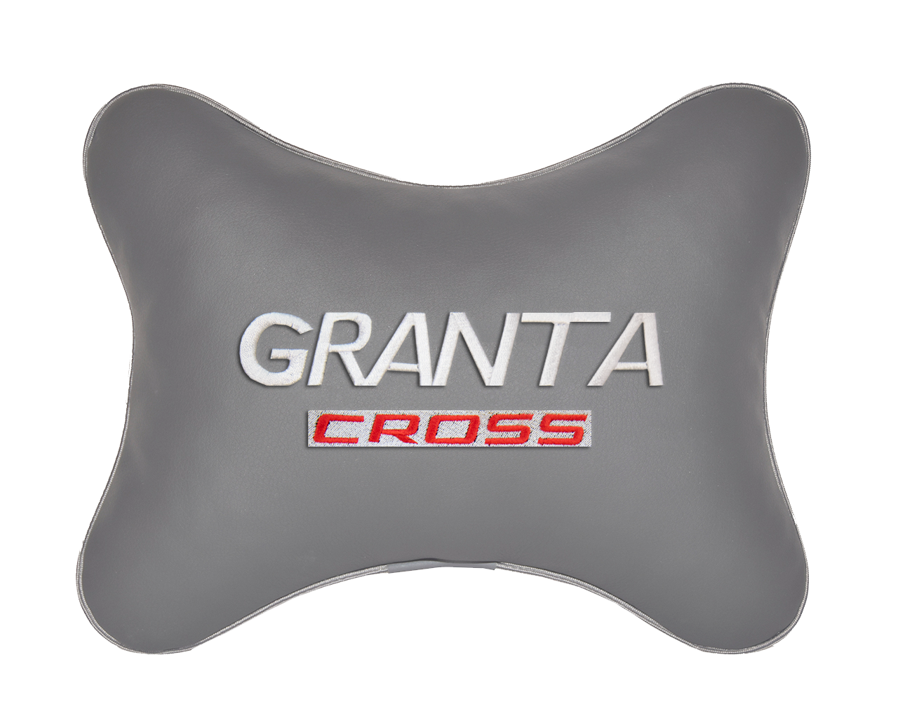 Подушка на подголовник экокожа L.Grey с логотипом автомобиля LADA GRANTA CROSS