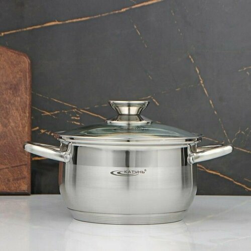 Кастрюля Диана 25 л d 18 см стеклянная крышка капсульное дно индукция 4893₽