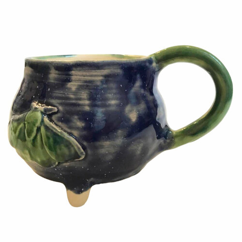 Кружка ручной работы «Мотылек и котик»