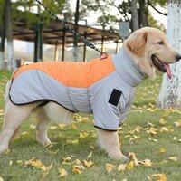Куртка для больших собак, мембрана+хлопок, размер 2XL (ДС 45, ОШ 45, ОГ 63см), серо-оранжевая