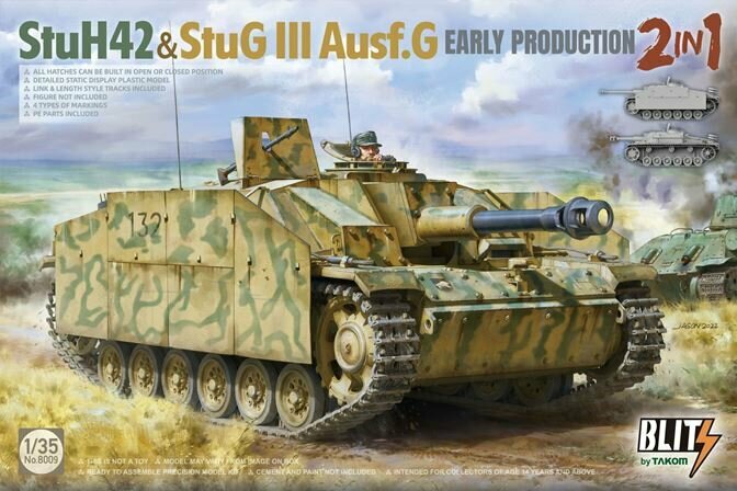 8009 Takom Самоходное орудие StuH42&StuG III Ausf.G ранняя версия (2 в 1) 1/35