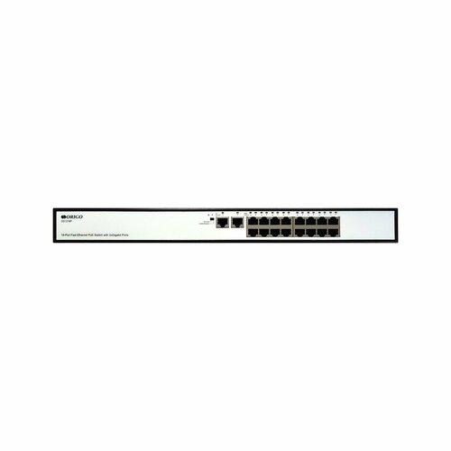 ORIGO Сетевое оборудование OS1218P 190W A1A Неуправляемый PoE-коммутатор 16x100Base-TX PoE+, 2x1000Base-T, PoE-бюджет 190 Вт, корпус металл