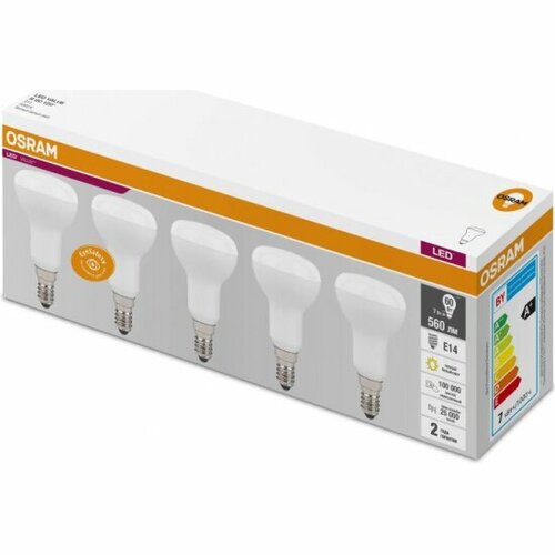 Светодиодная лампа LEDVANCE-OSRAM LV R50 60 7SW/830 230V E14 OSRAM (упаковка 5 шт)