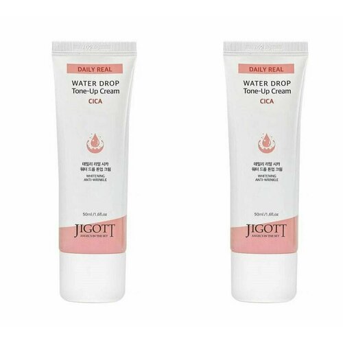 крем для лица jigott daily real water drop tone up cream peptide 50ml JIGOTT Крем для лица увлажняющий с центеллой азиатской Daily Real Cica Water Drop Tone Up Cream, 50мл - 2 штуки