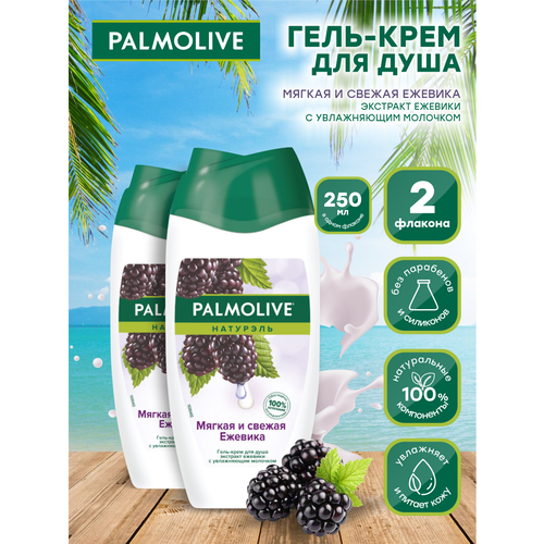 Гель-крем для душа Palmolive Натурэль Мягкая и Свежая Ежевика 250 мл. х 2 шт. гель крем для душа palmolive натурэль витамин в и гранат 250 мл х 2 шт