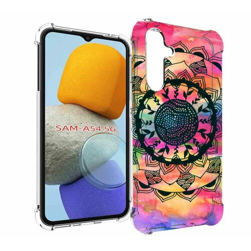 Чехол MyPads яркая абстракция круглый цветок для Samsung Galaxy A54 задняя-панель-накладка-бампер